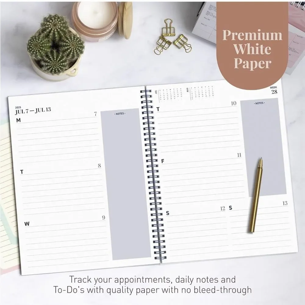 2025 Weekly Planner Annual & Monthly Planner Flexible Cover, Note  Pages, Blue